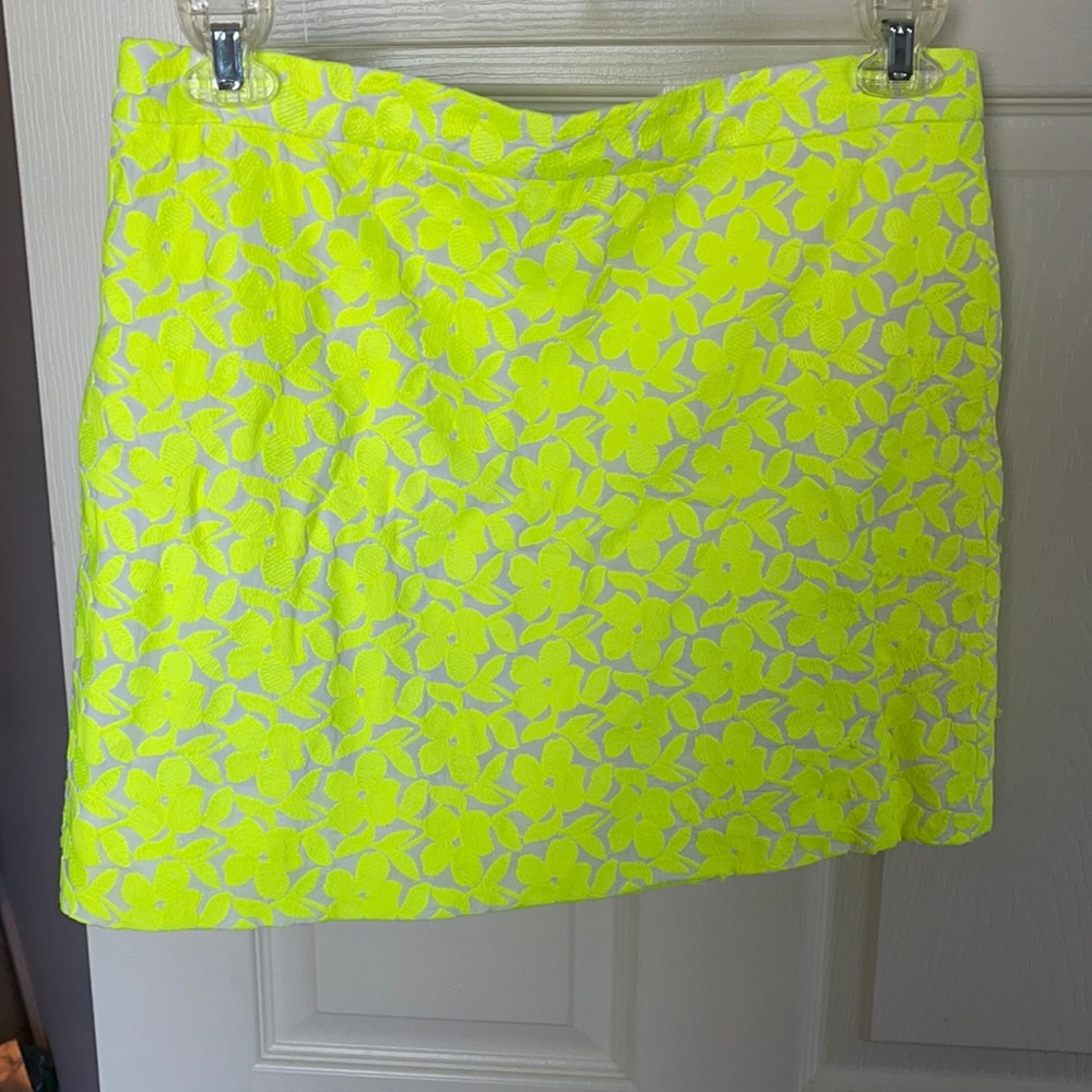 J. Crew mini skirt, fluorescent yellow flowers 10